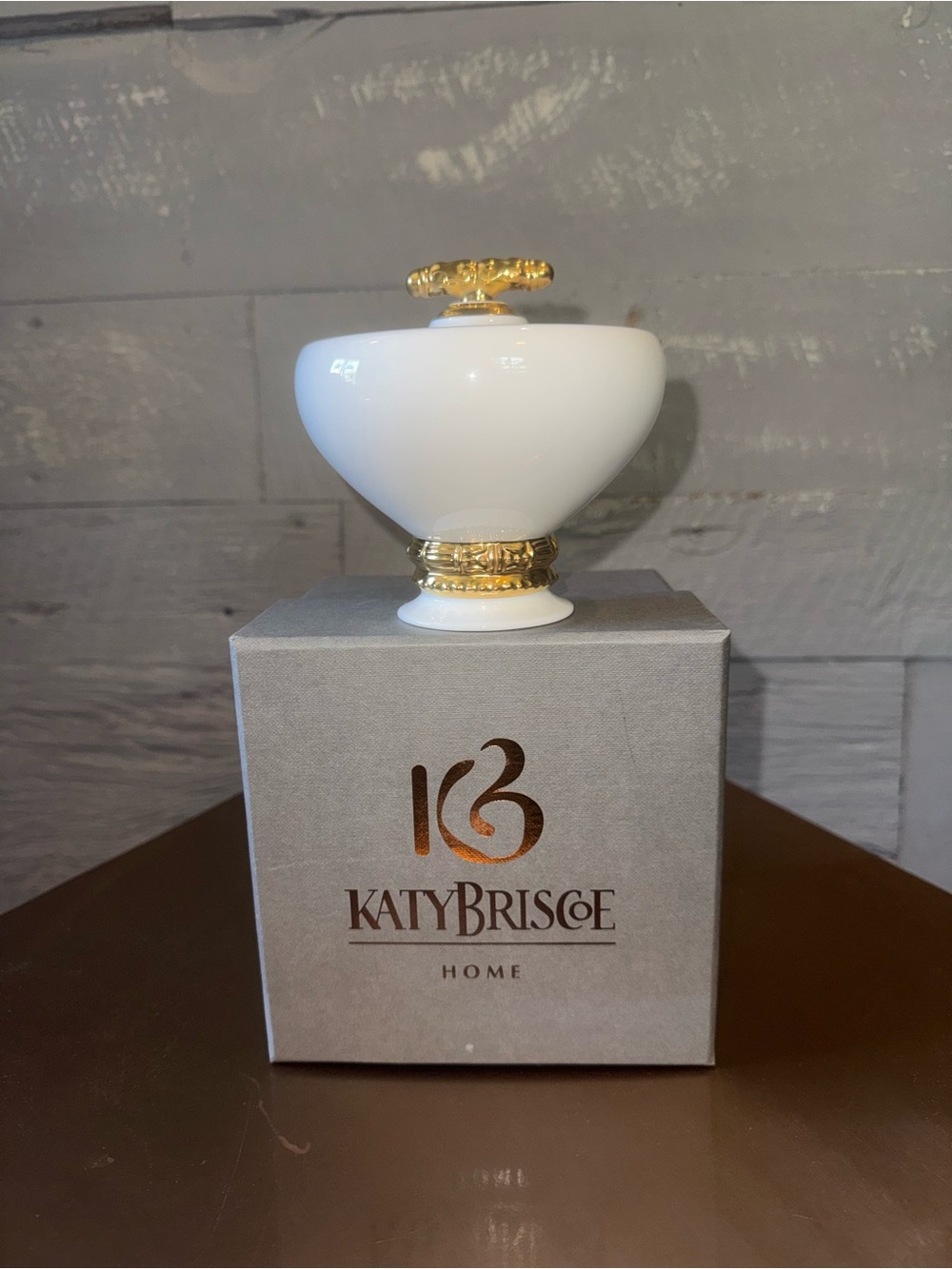 Katy Briscoe White and Gold Decorative sugar bowl